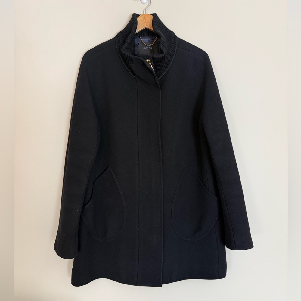 J. Crew Womens Double Cloth Wool Tipped Patch Pocket Cocoon Coat Size 10